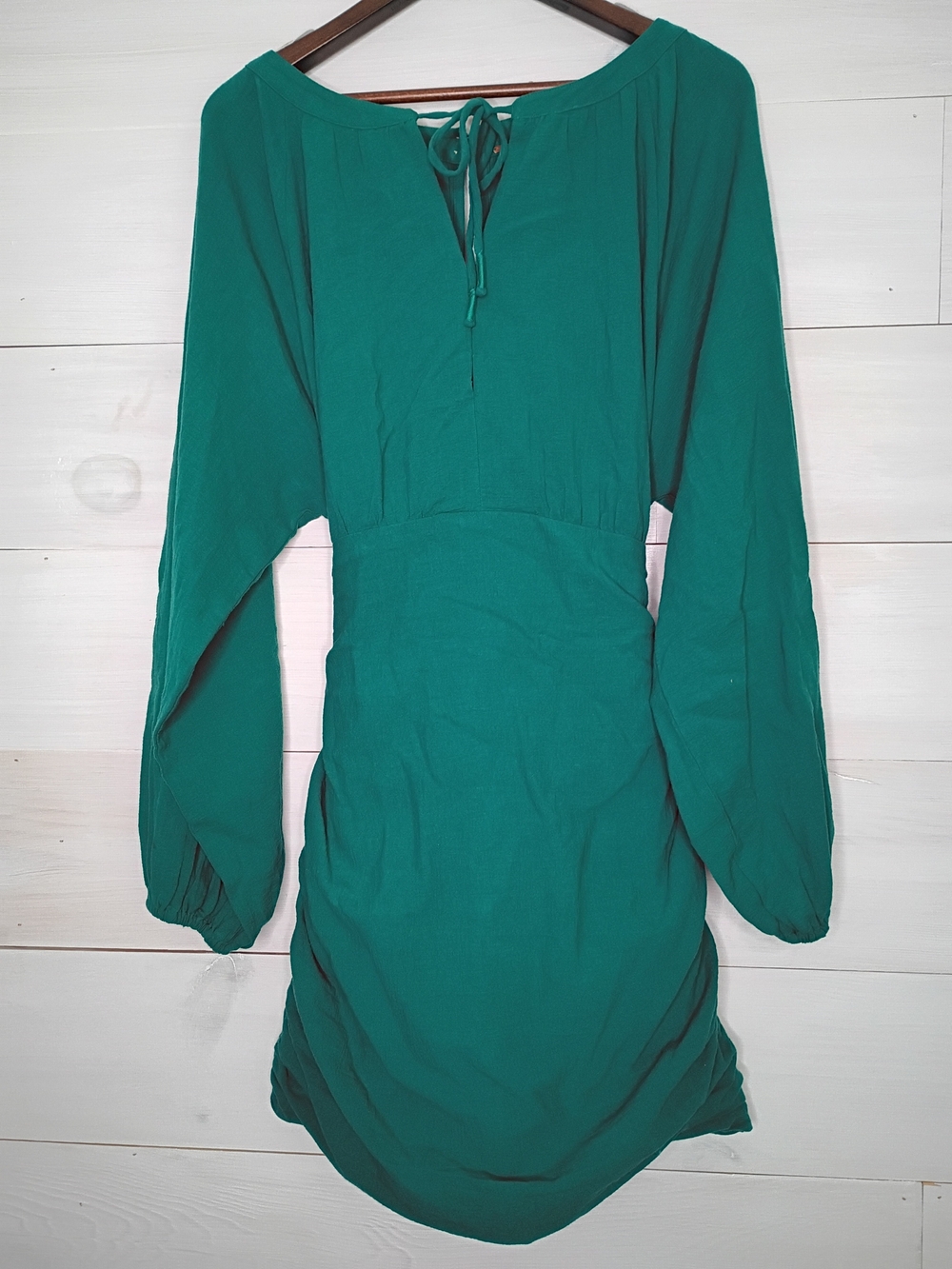 ​Free People Emerald Green Long Sleeve Ruched Dress - Size S/P